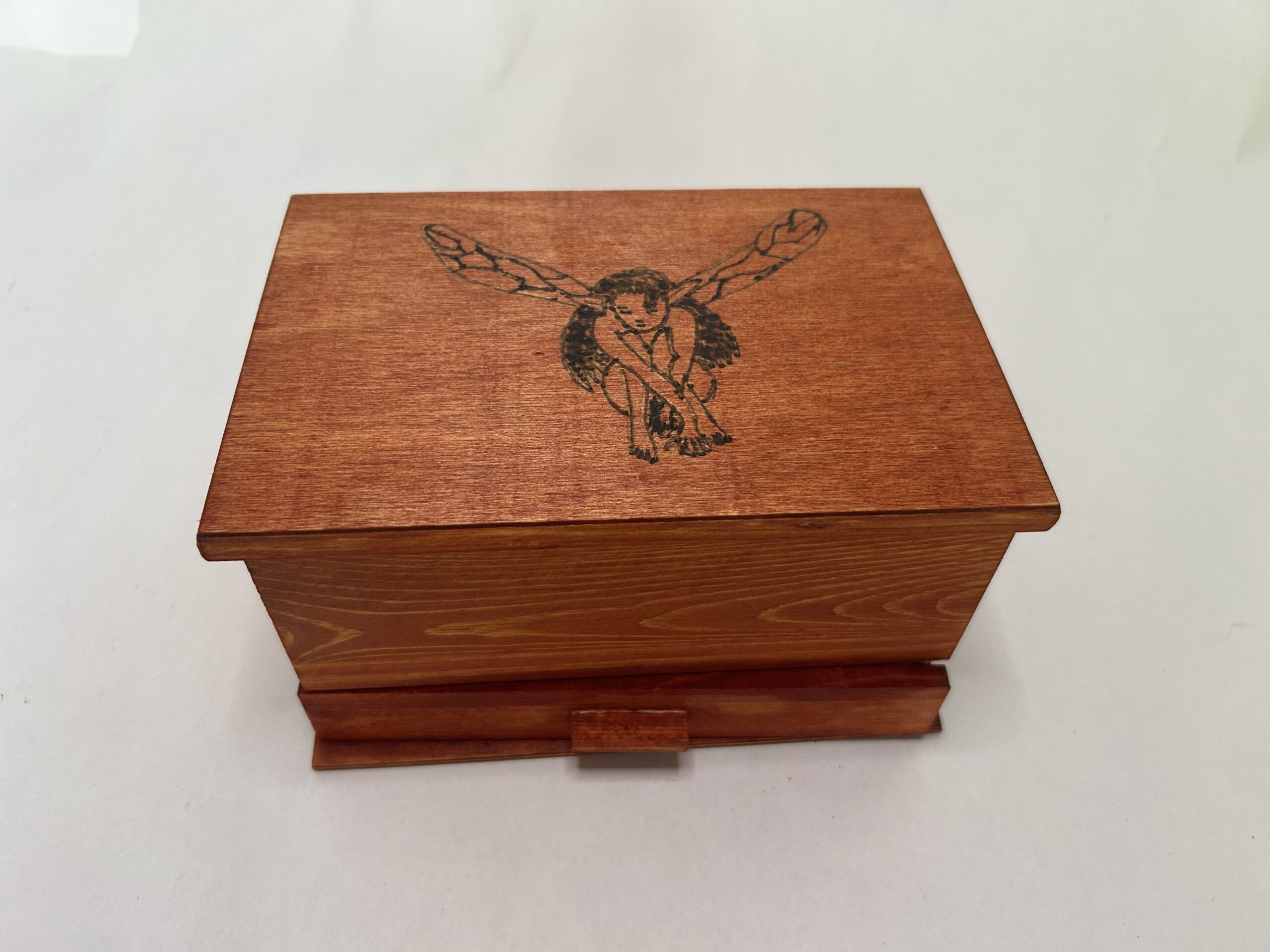 Medium Hand Stained Burned  Wooden Jewelry Boxes - Image 4