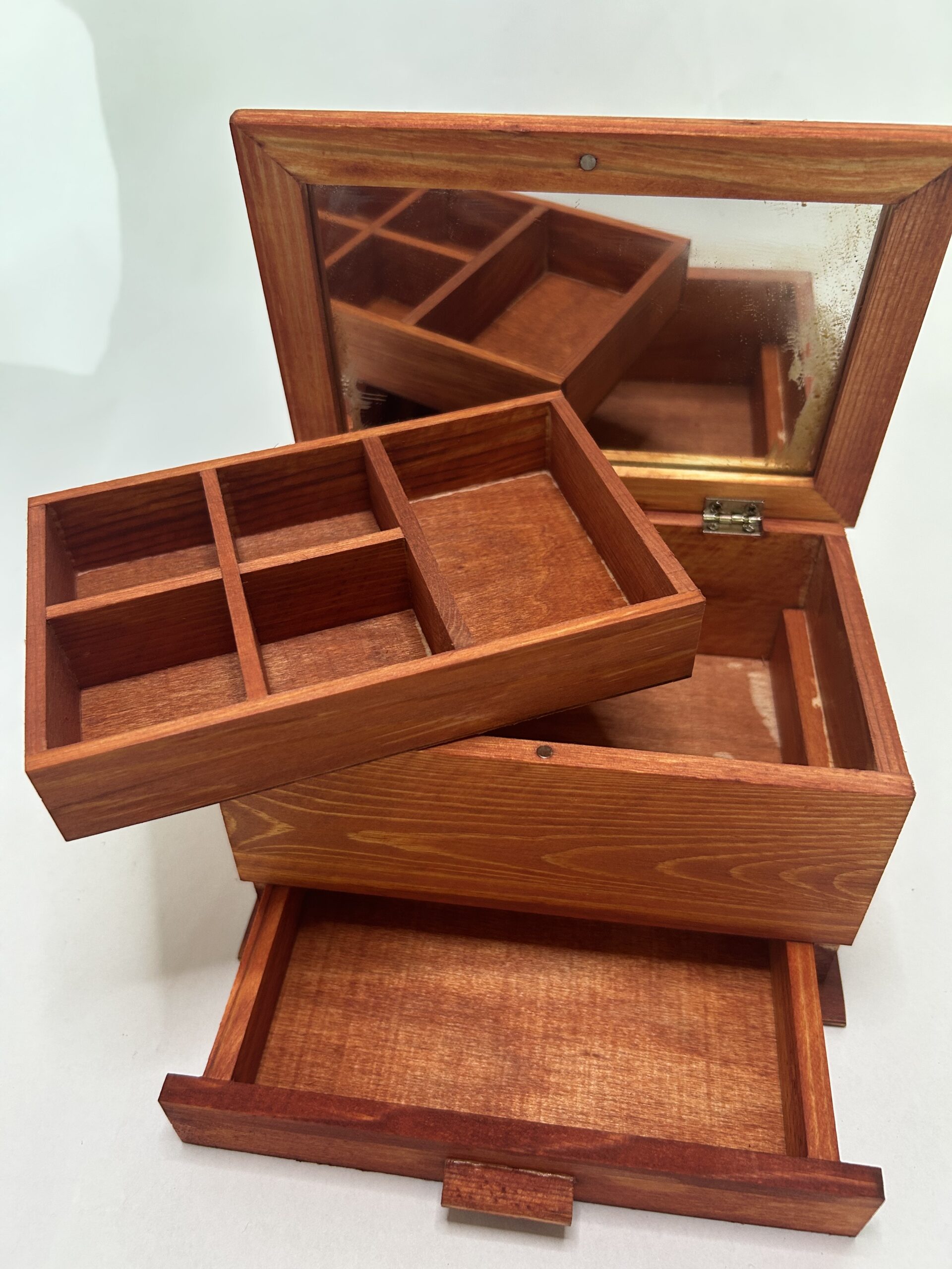 Medium Hand Stained Burned  Wooden Jewelry Boxes - Image 3